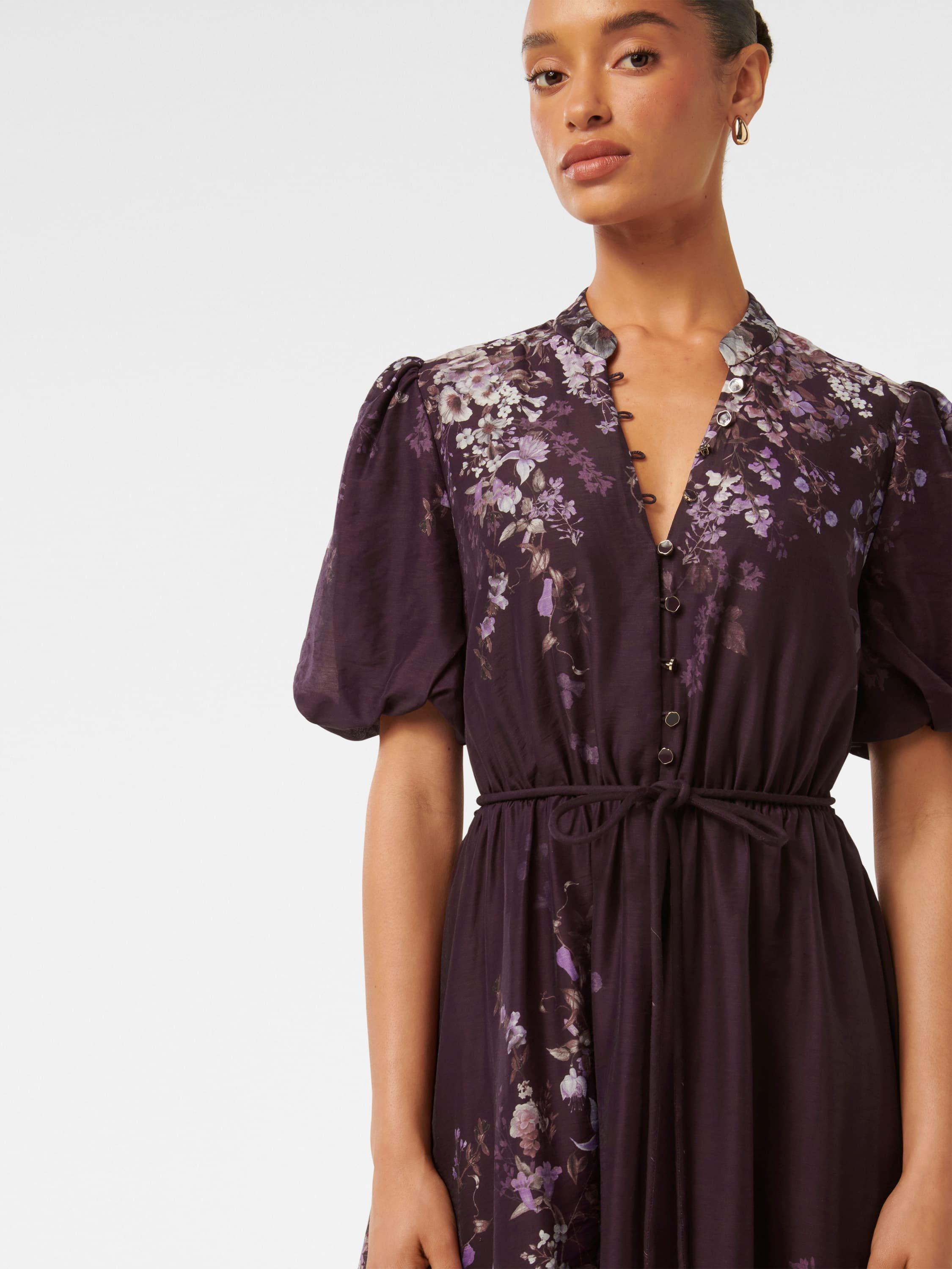Product image 4 of 4, which shows Forever New Petite Adele Floral Dress, Berry Oxley, 4