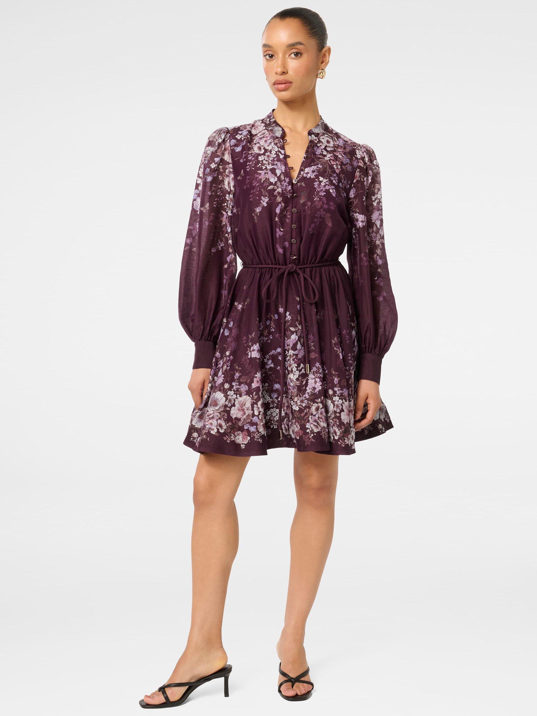 Product image 1 of 5, which shows Forever New Petite Anastasia Floral Skater Mini Dress, Berry Oxley, 4