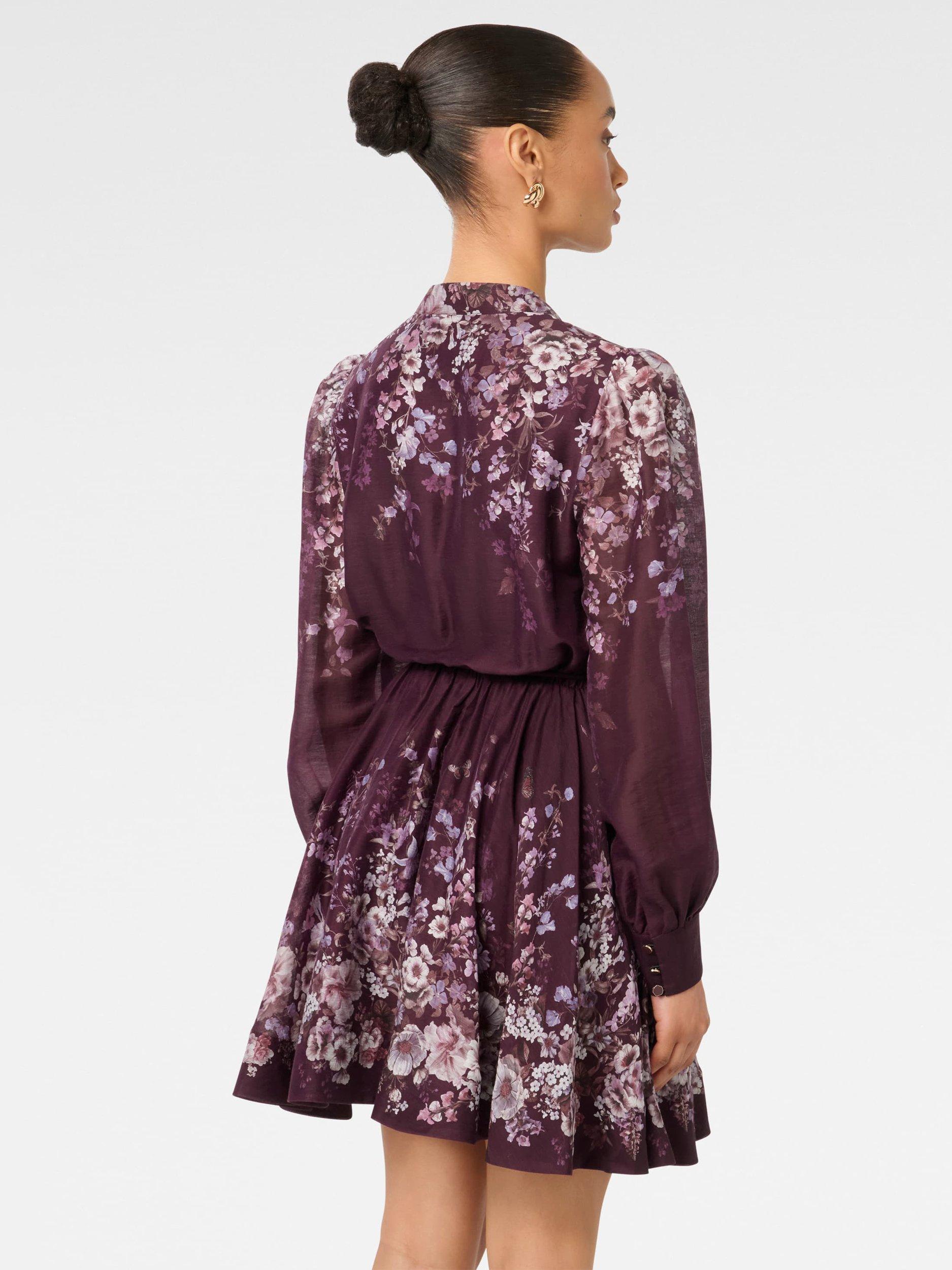 Product image 2 of 5, which shows Forever New Petite Anastasia Floral Skater Mini Dress, Berry Oxley, 4