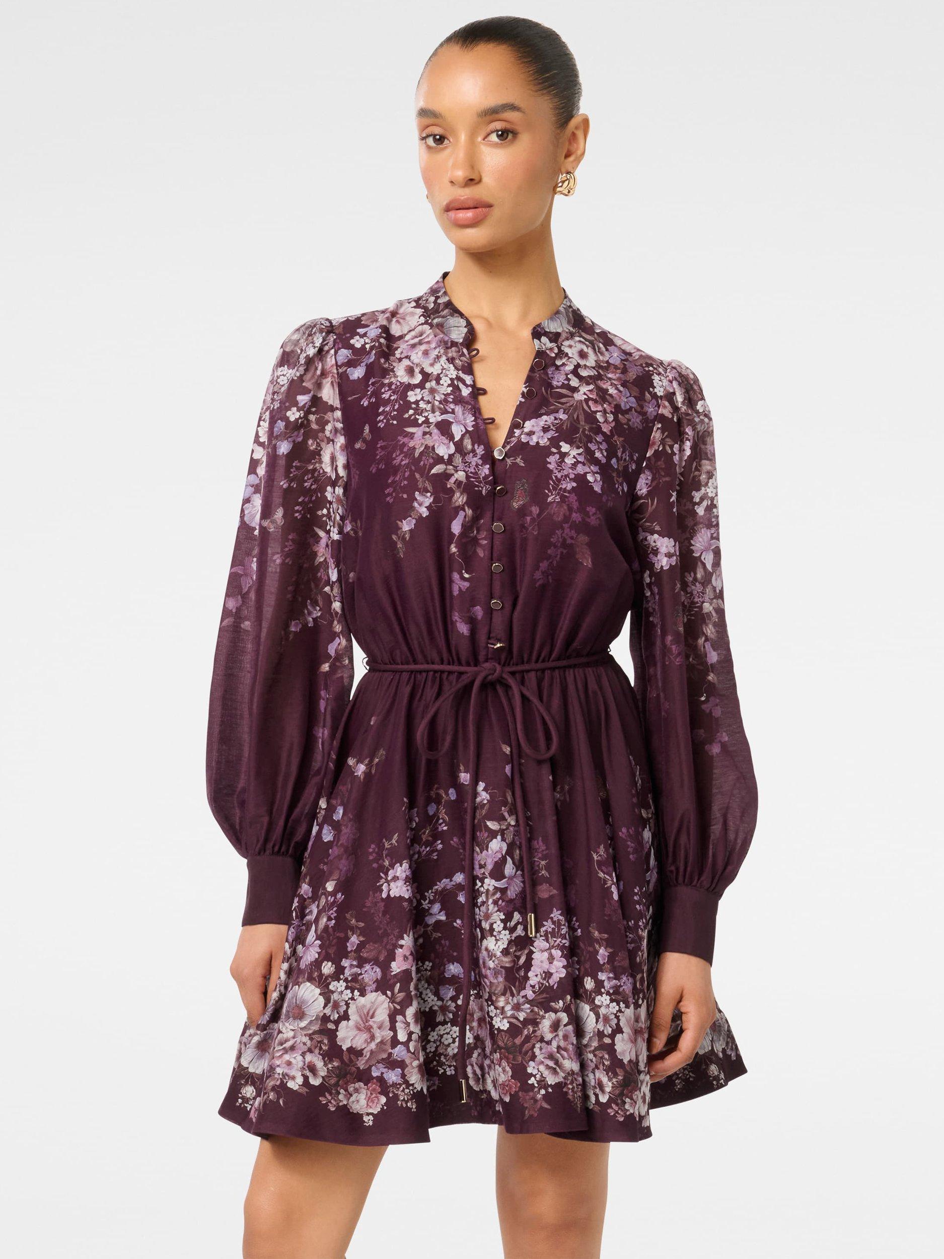 Product image 5 of 5, which shows Forever New Petite Anastasia Floral Skater Mini Dress, Berry Oxley, 4