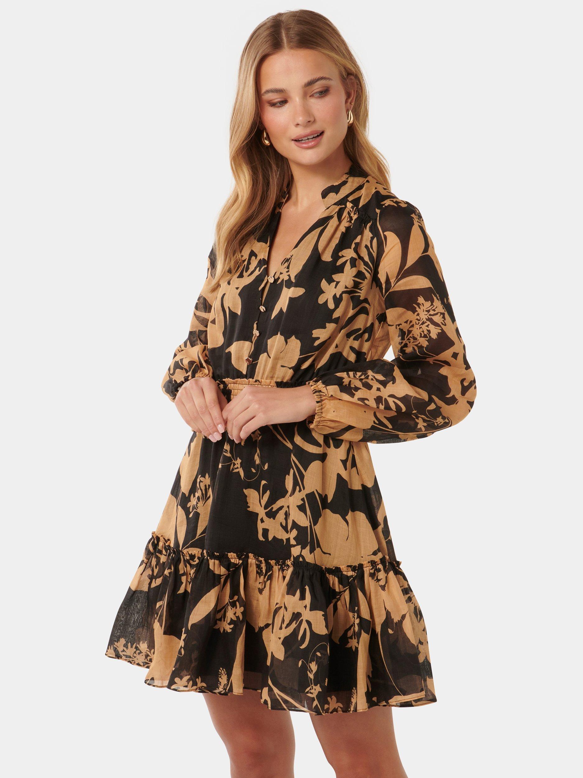 Product image 3 of 5, which shows Forever New Aubrey Floral Shirred Waist Mini Dress, Hensley, 4