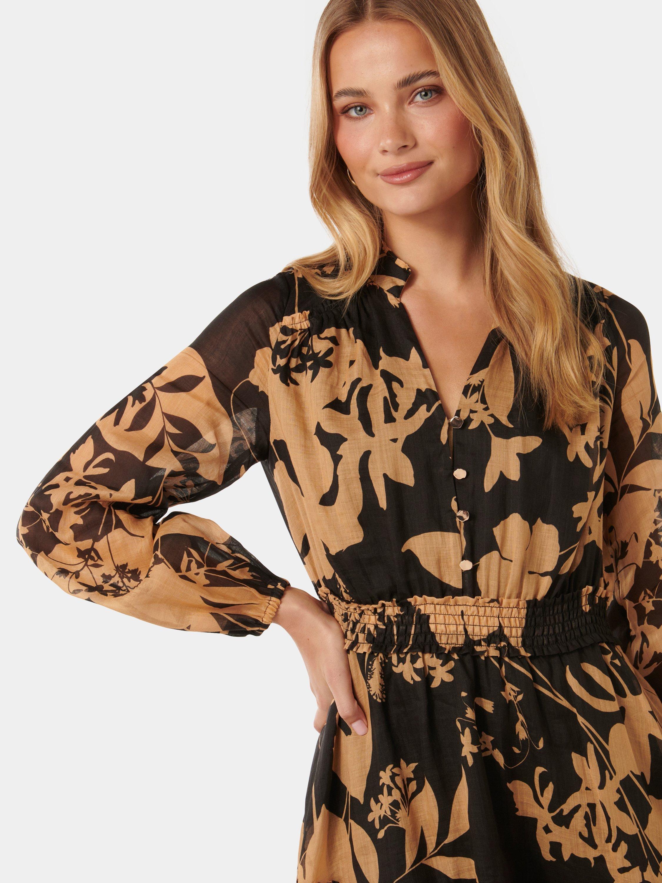 Product image 4 of 5, which shows Forever New Aubrey Floral Shirred Waist Mini Dress, Hensley, 4