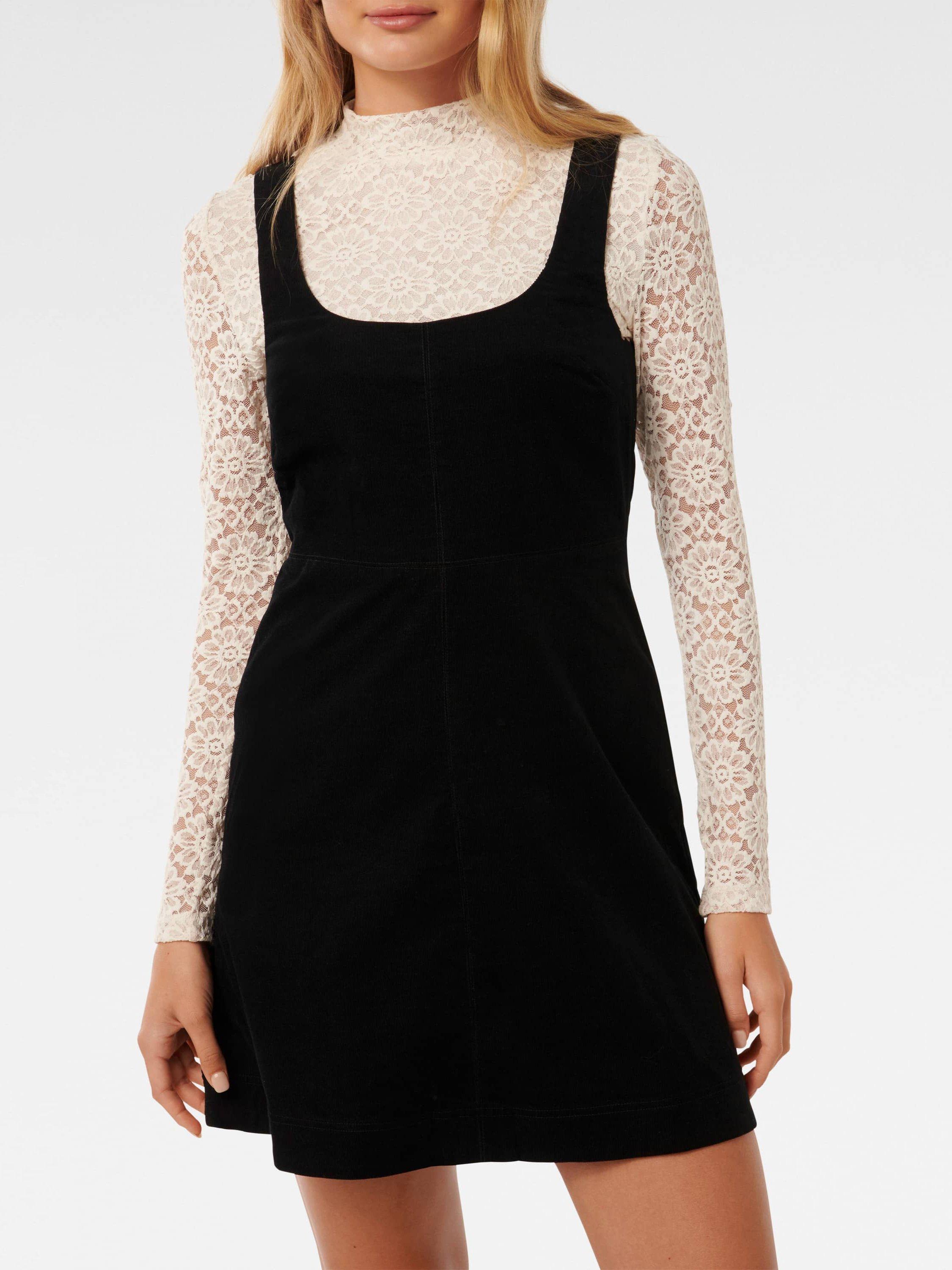Product image 4 of 5, which shows Forever New Camille 2-in-1 Corduroy Mini Dress, Black, 4