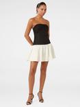 Forever New Carla Strapless Contrast Mini Dress, Black/White