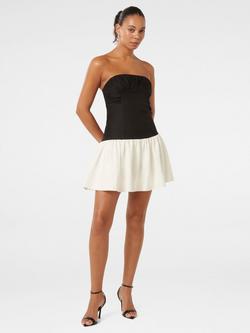 Forever New Carla Strapless Contrast Mini Dress, Black/White, Black/White