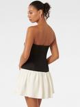 Forever New Carla Strapless Contrast Mini Dress, Black/White, Black/White