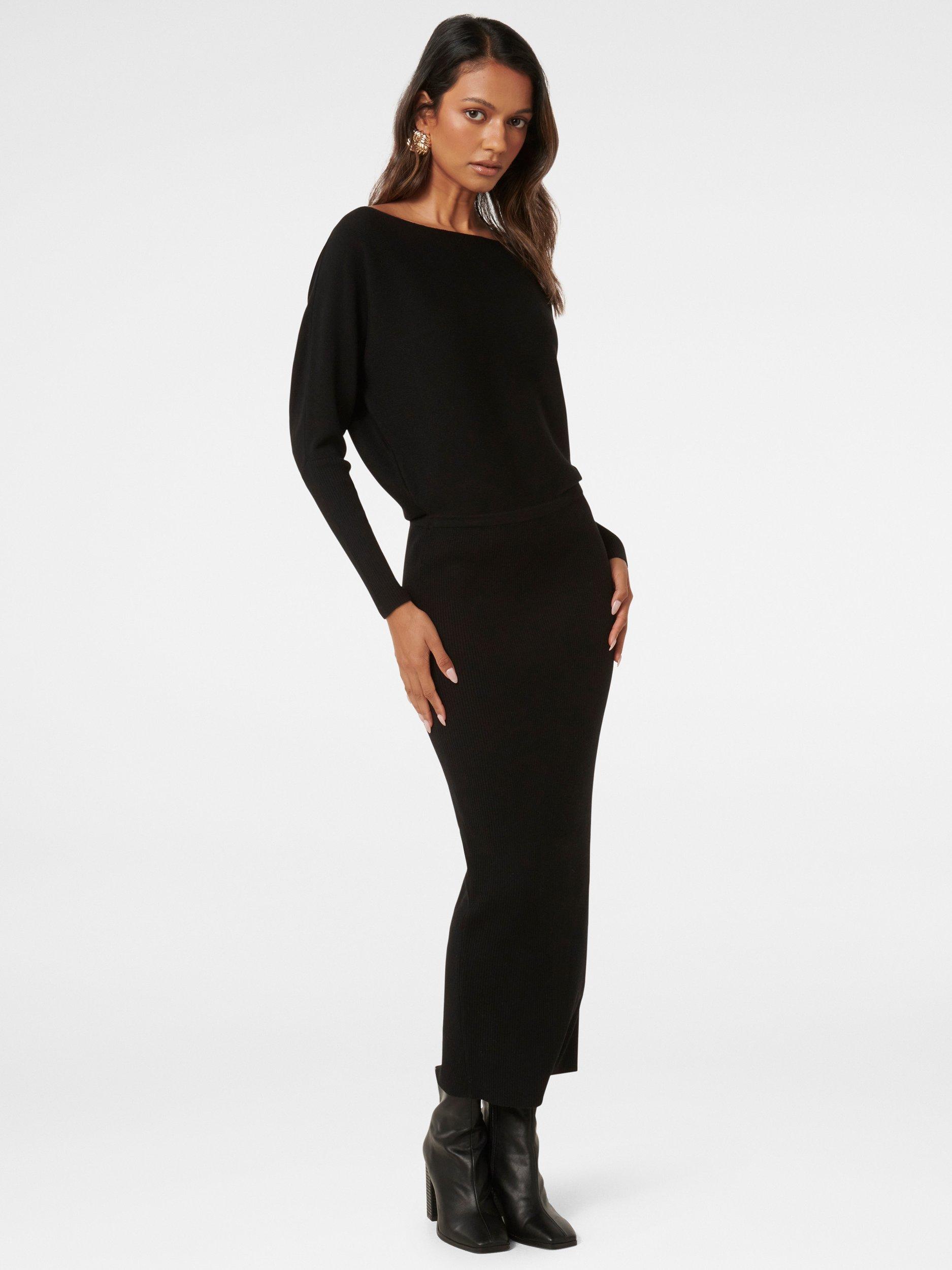 Product image 3 of 4, which shows Forever New Petite Ciara Tipped Midi Dress, Black, 4