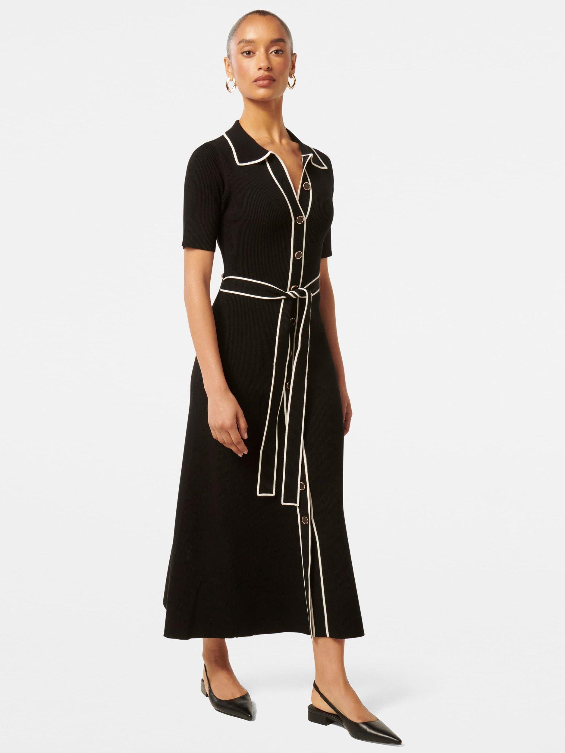 Product image 3 of 4, which shows Forever New Petite Cindy Contrast Dress, Black, 4