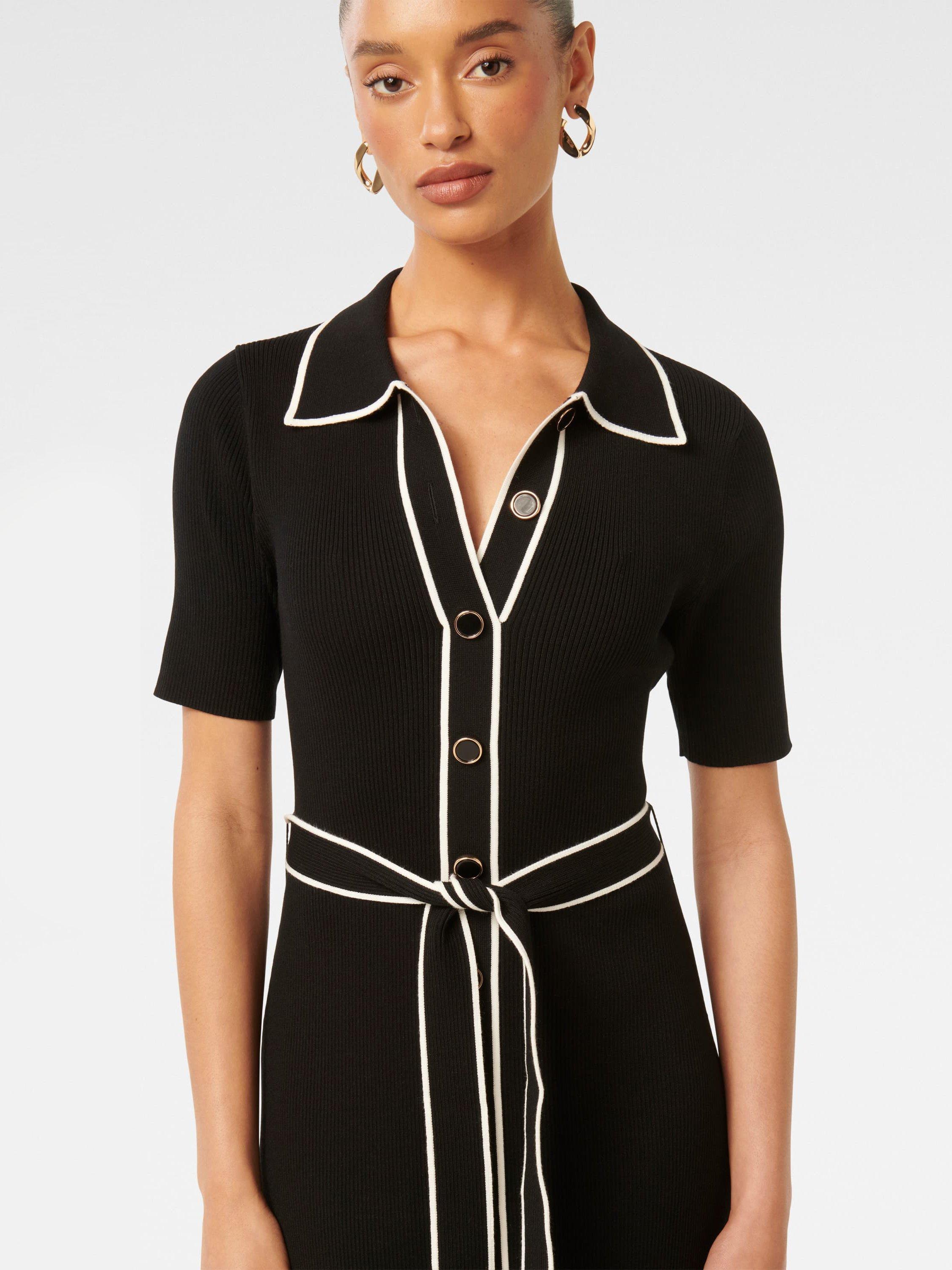 Product image 4 of 4, which shows Forever New Petite Cindy Contrast Dress, Black, 4