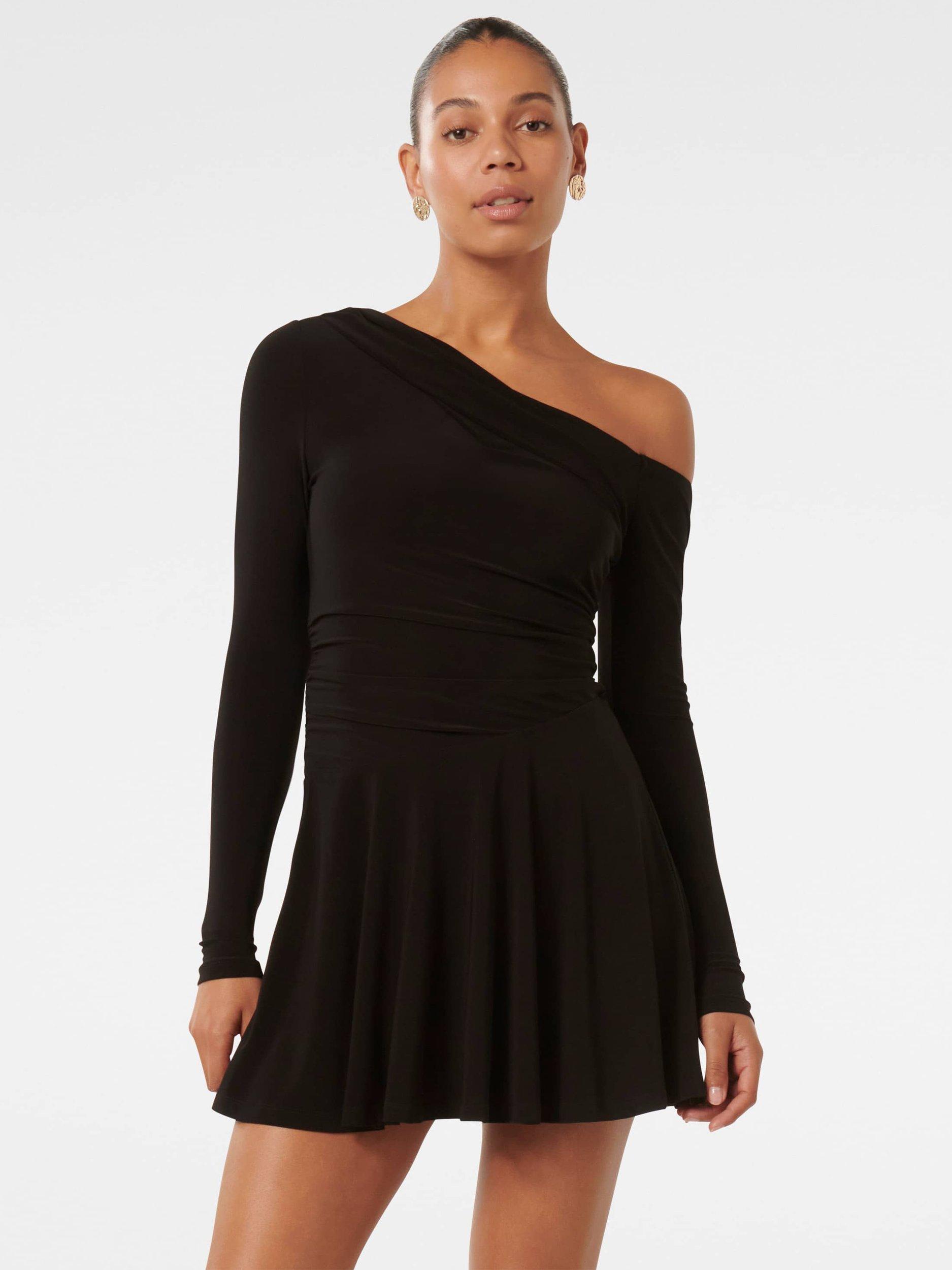 Product image 5 of 5, which shows Forever New Elise Jersey Twist Mini Dress, Black, 4
