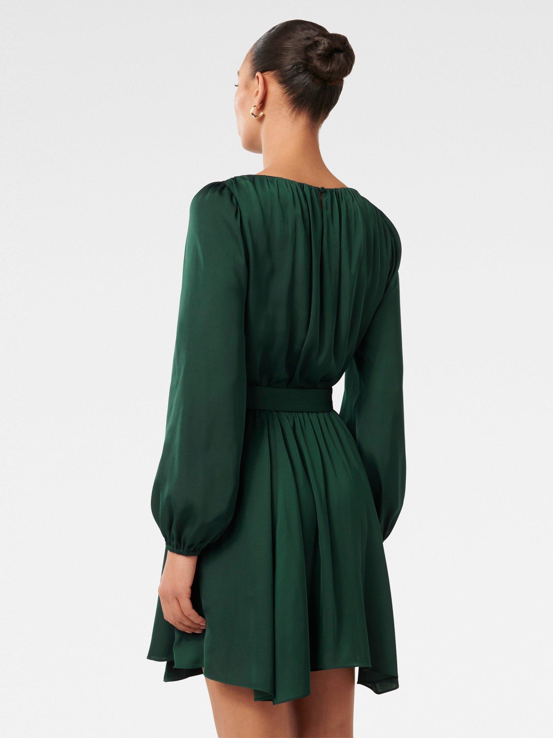 Product image 2 of 5, which shows Forever New Florentine Belted Mini Dress, Dark Green, 4