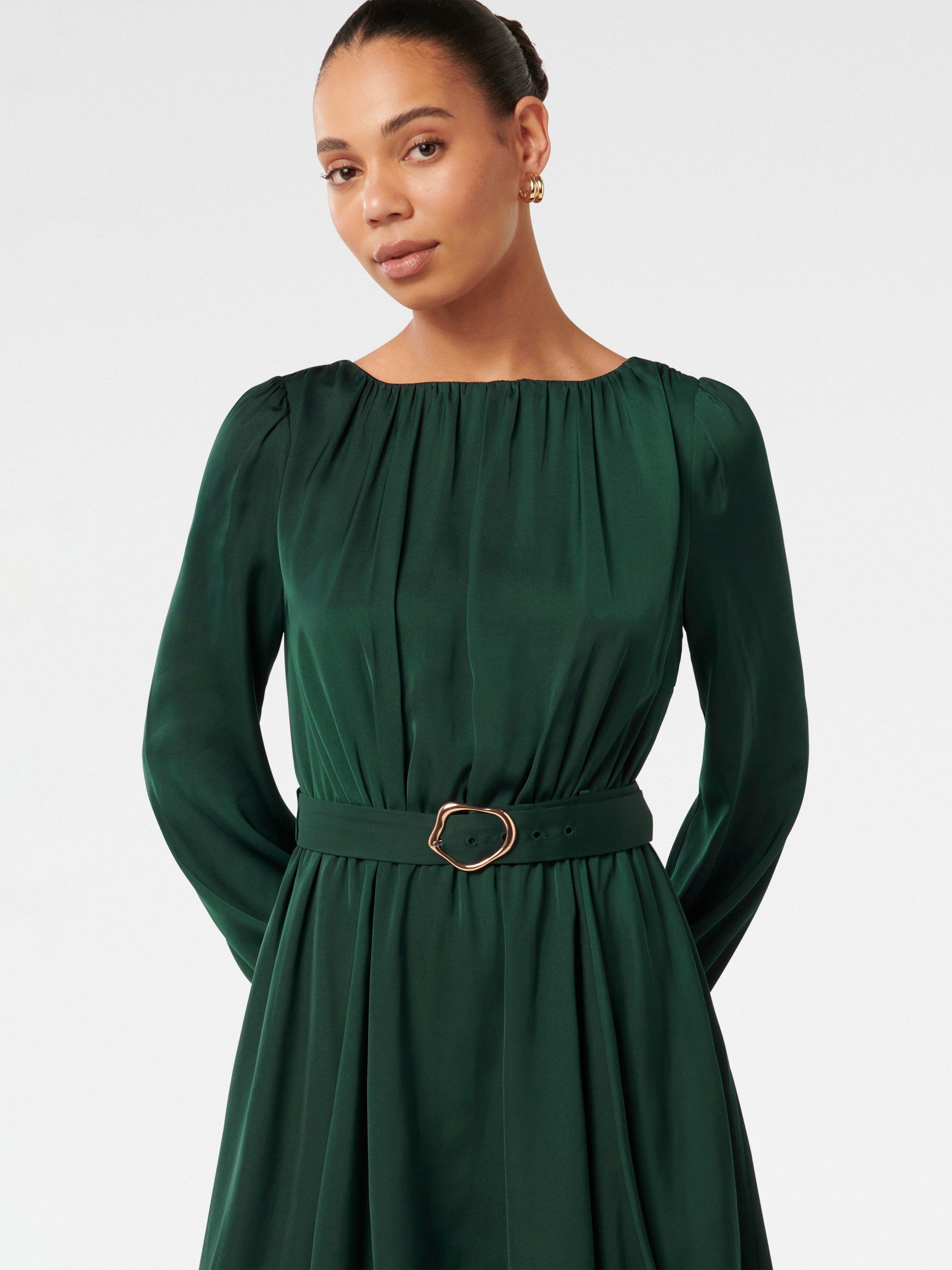 Product image 4 of 5, which shows Forever New Florentine Belted Mini Dress, Dark Green, 4