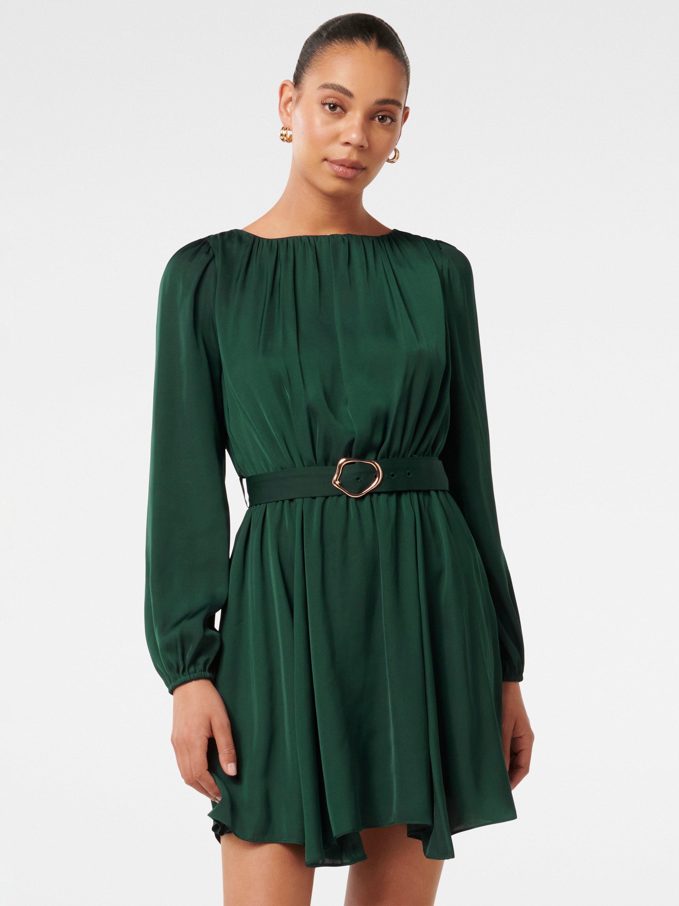 Product image 5 of 5, which shows Forever New Florentine Belted Mini Dress, Dark Green, 4