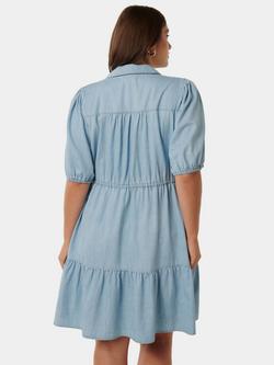 Forever New Curve Freya Shirt Dress, Light Blue - view 2, Light Blue