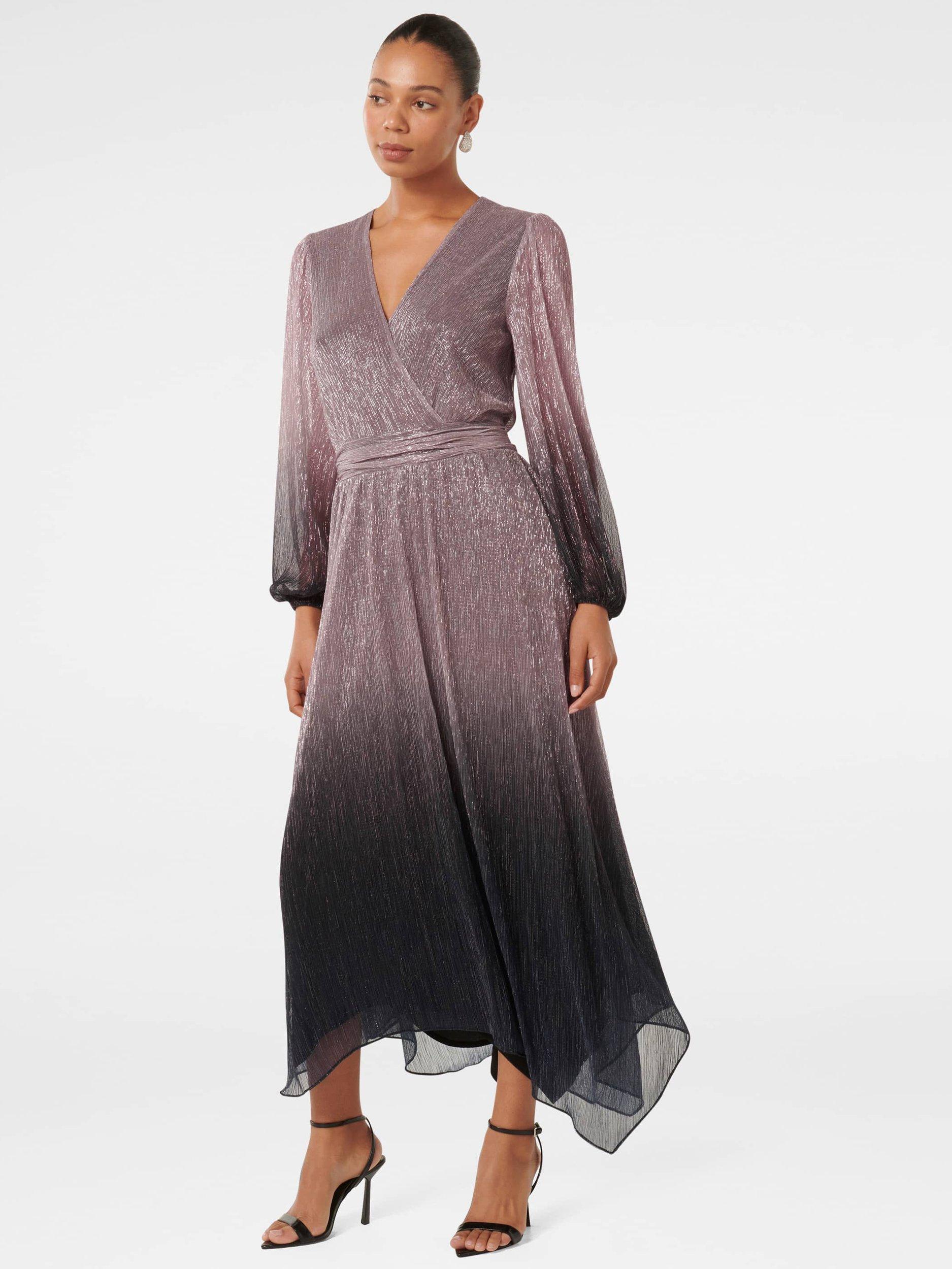 Product image 3 of 4, which shows Forever New Gisele Ombre Plisse Maxi Dress, Blush/Dusk, 4