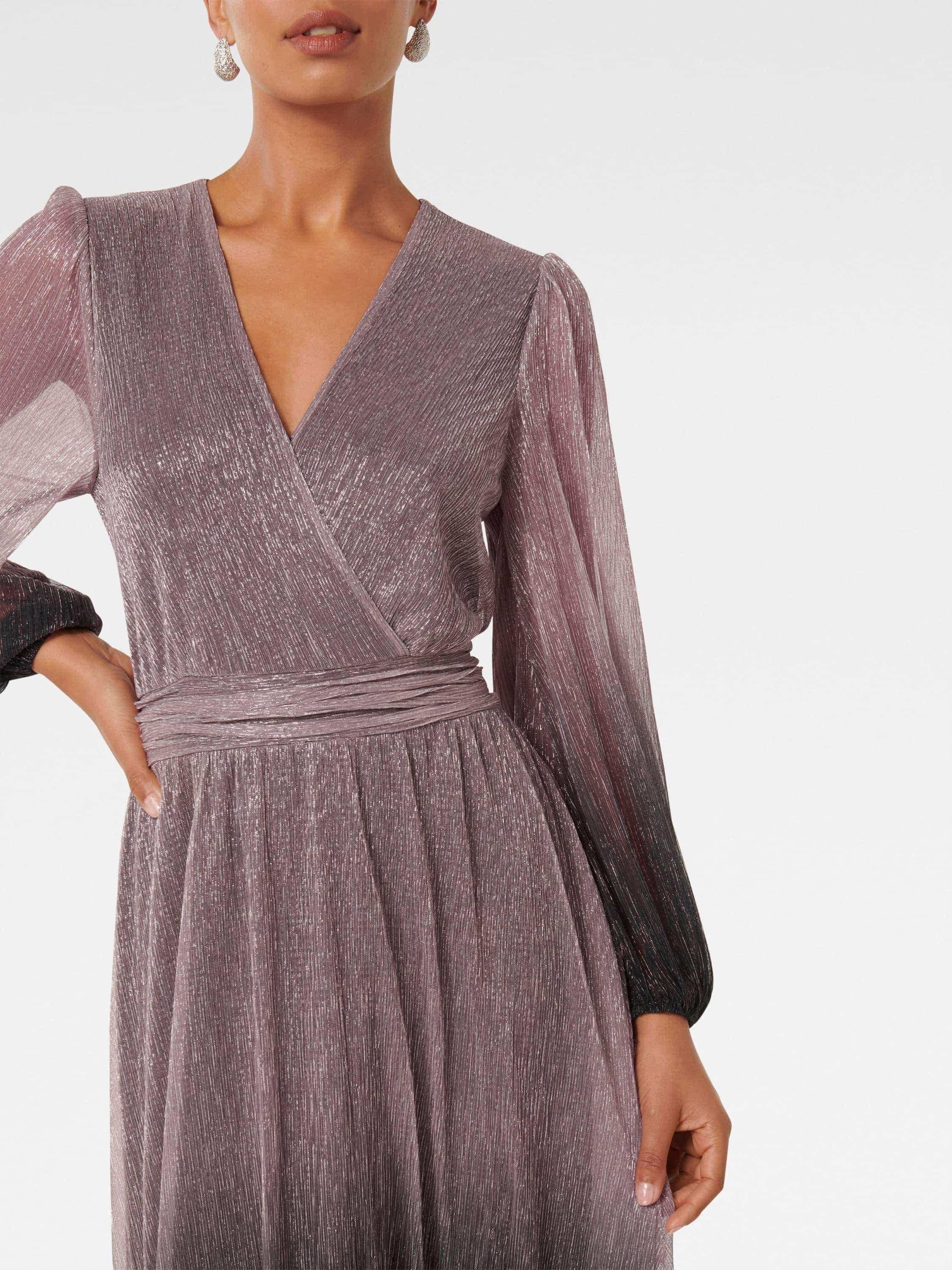 Product image 4 of 4, which shows Forever New Gisele Ombre Plisse Maxi Dress, Blush/Dusk, 4