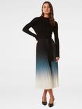 Forever New Harmony Ombre Pleat Midi Dress, Black/Multi