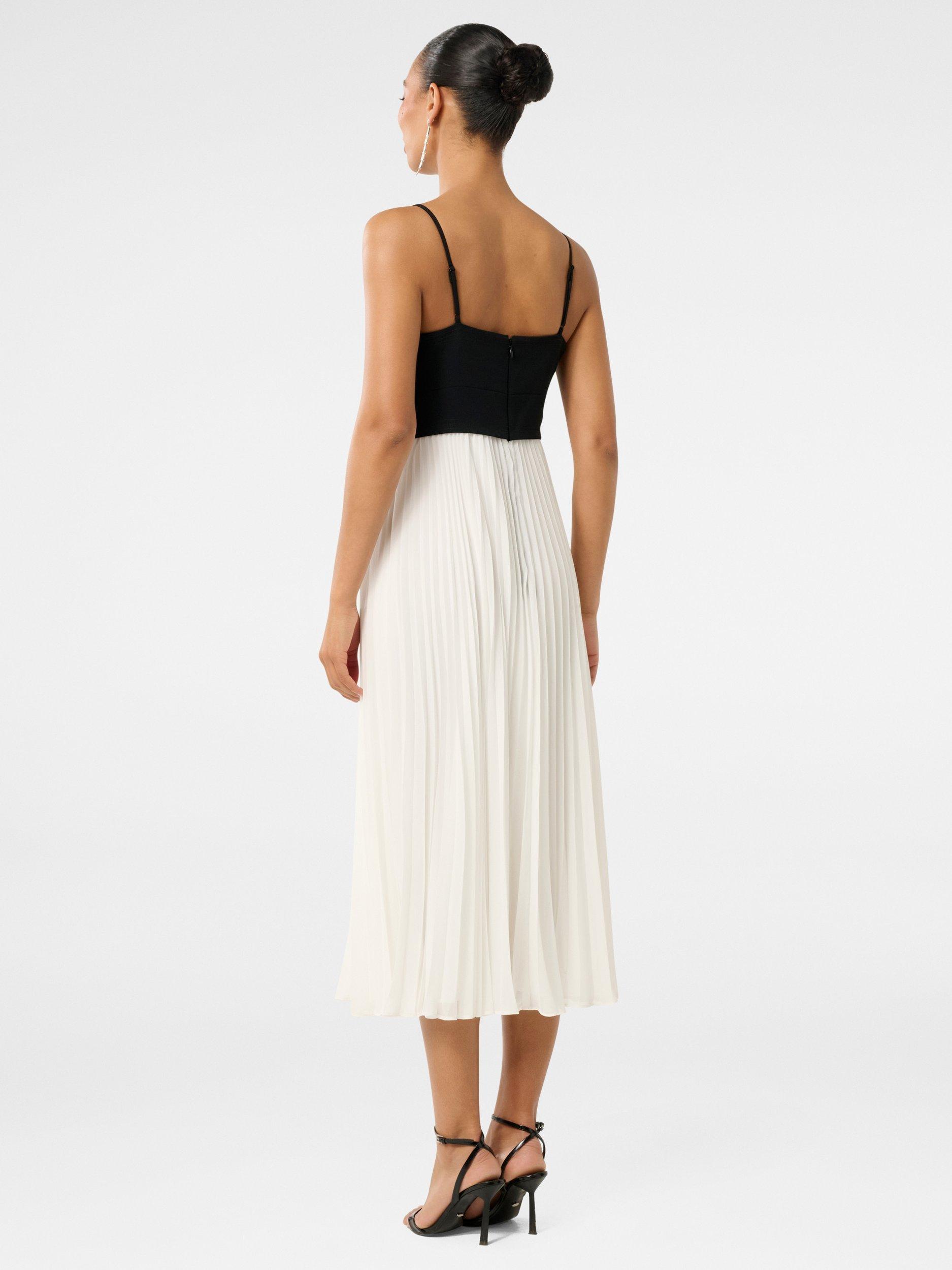 Product image 2 of 5, which shows Forever New Hartford Pleated Midi Dress, Black/White, 4