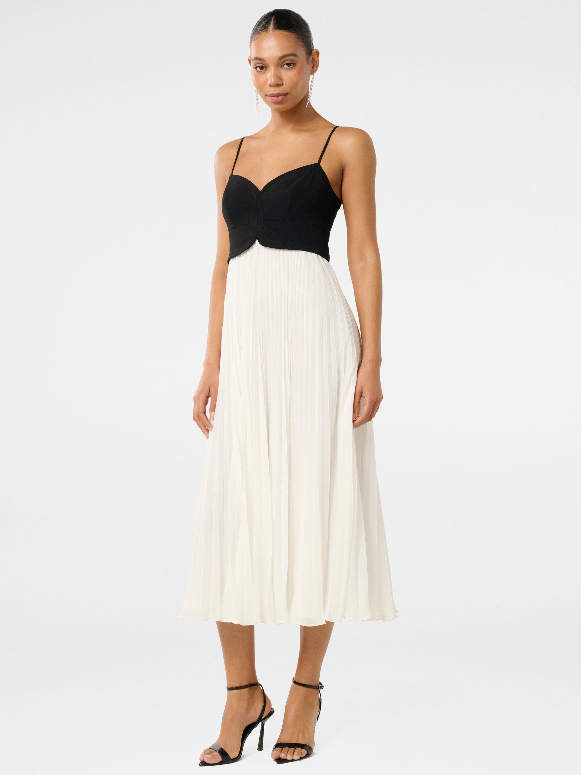Product image 3 of 5, which shows Forever New Hartford Pleated Midi Dress, Black/White, 4
