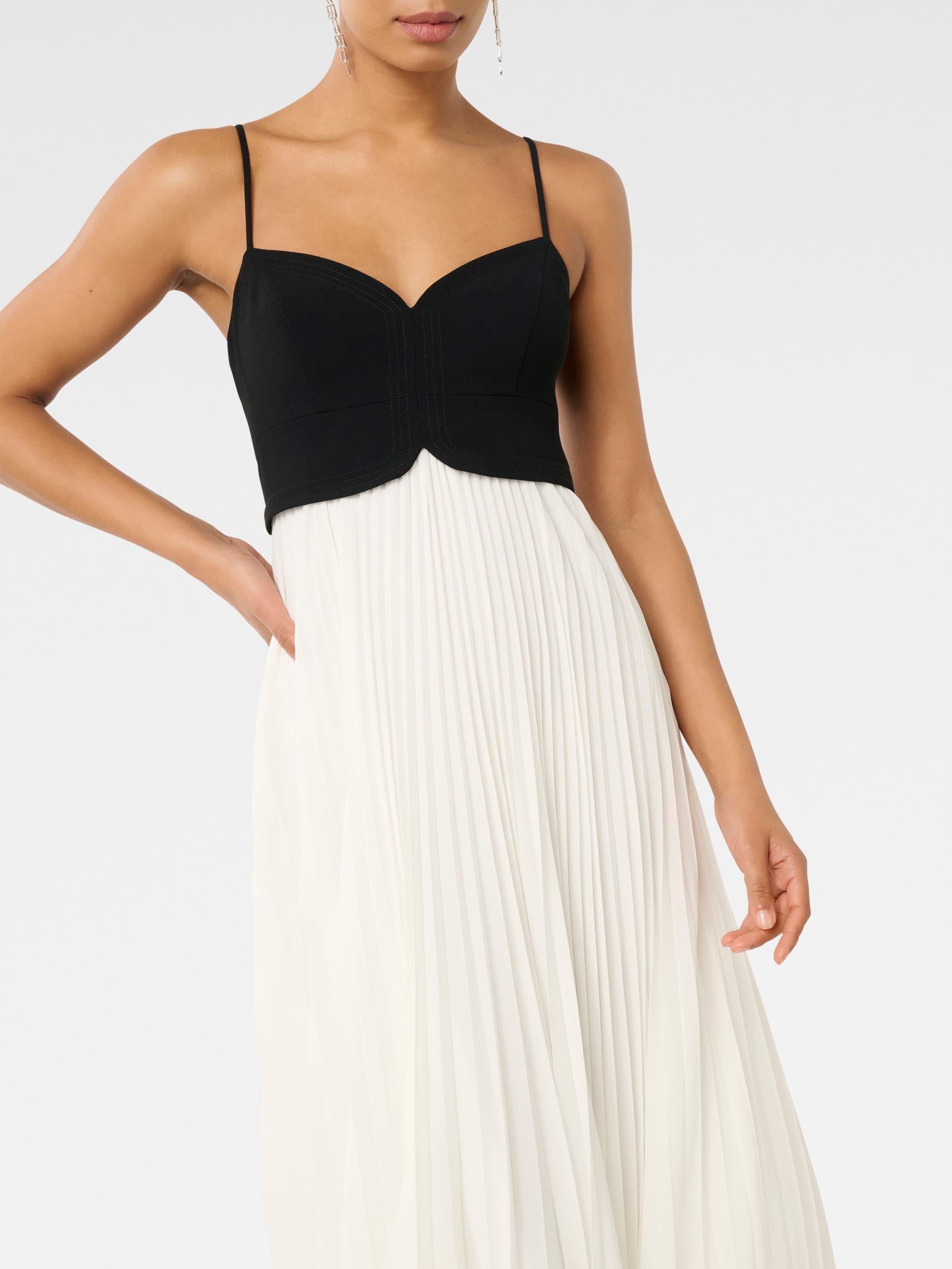 Product image 4 of 5, which shows Forever New Hartford Pleated Midi Dress, Black/White, 4