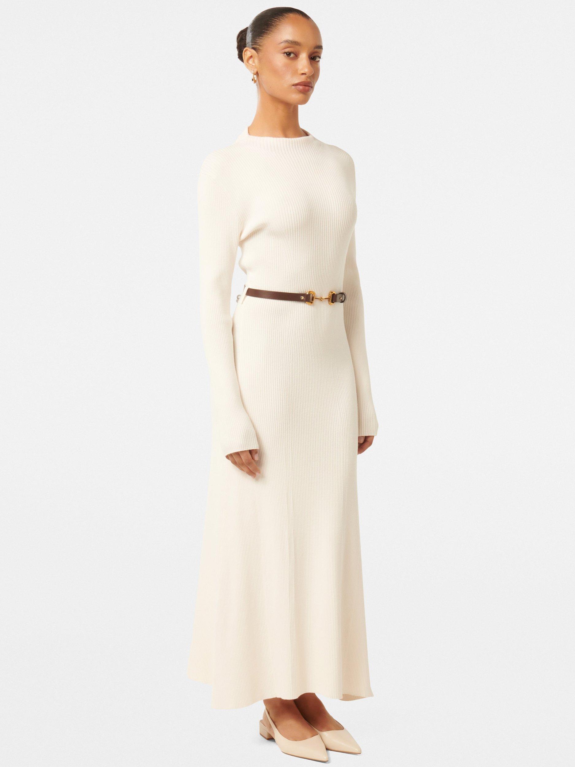 Product image 3 of 4, which shows Forever New Petite Leena Belted Midi Dress, Cream, 4