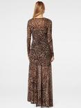 Forever New Libby Animal Print Mesh Spliced Maxi Dress, Brown