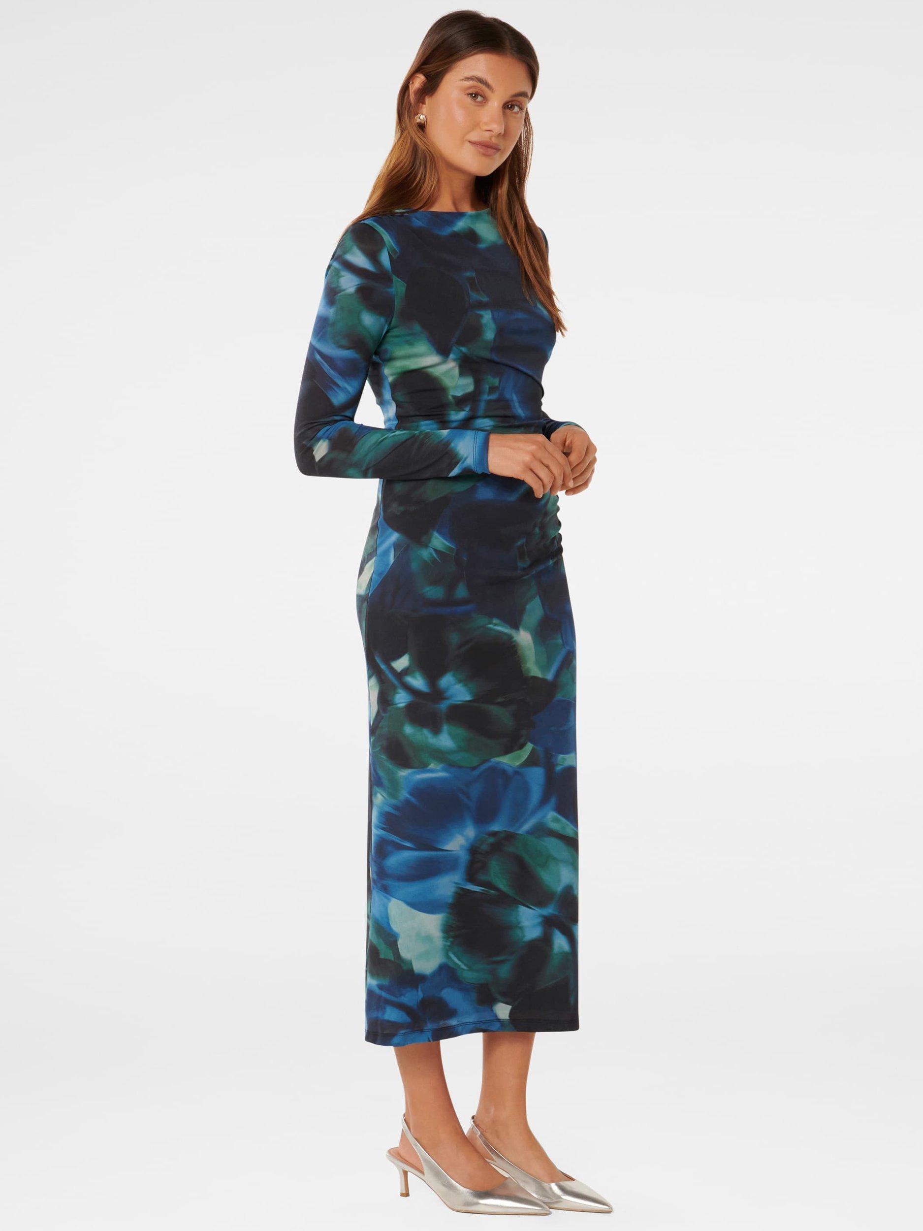 Product image 3 of 4, which shows Forever New Loretta Ruched Jersey Midi Dress, Light Rosalia, 4