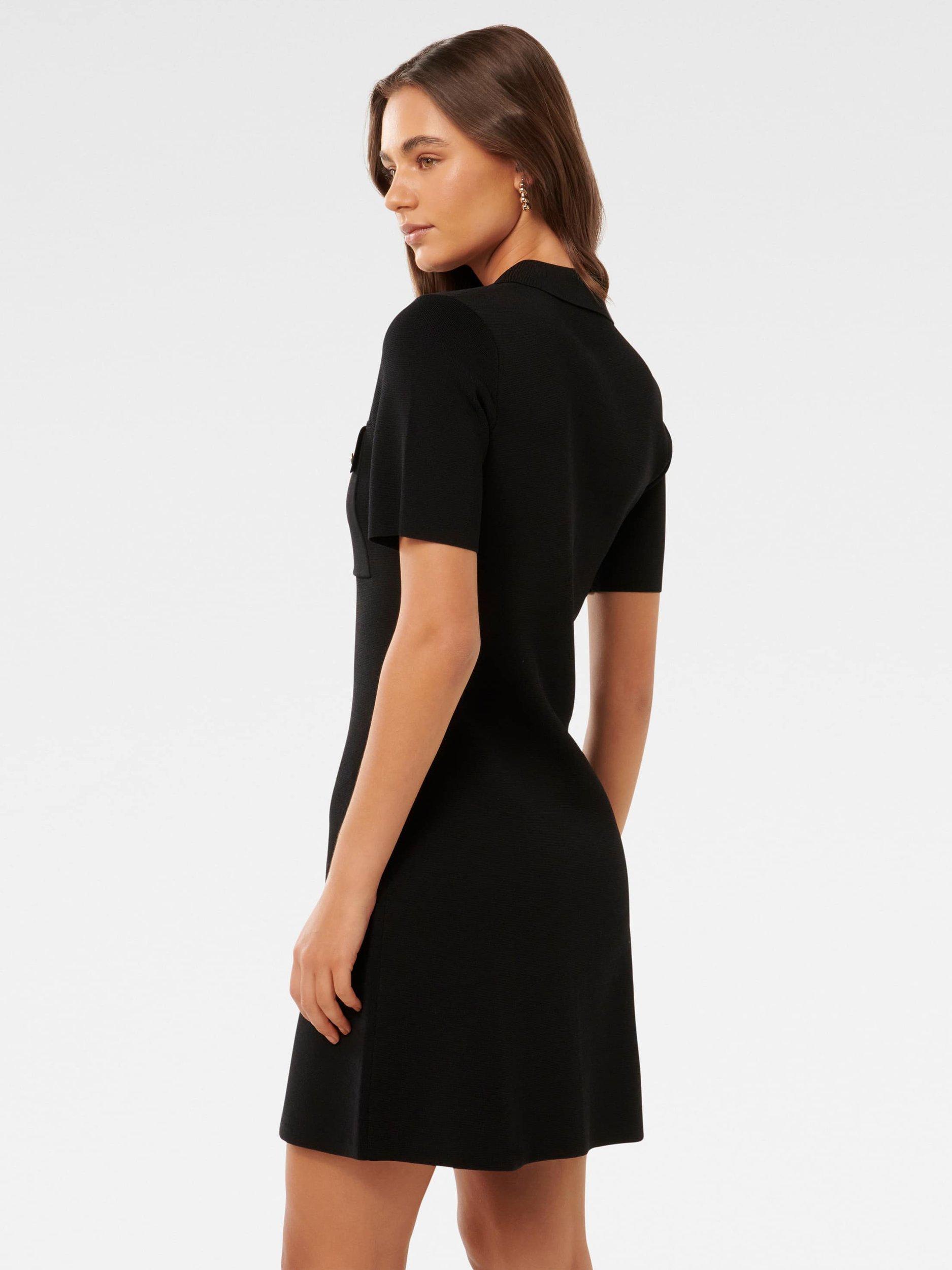 Product image 2 of 5, which shows Forever New Lucy Crepe Mini Dress, Black, 4