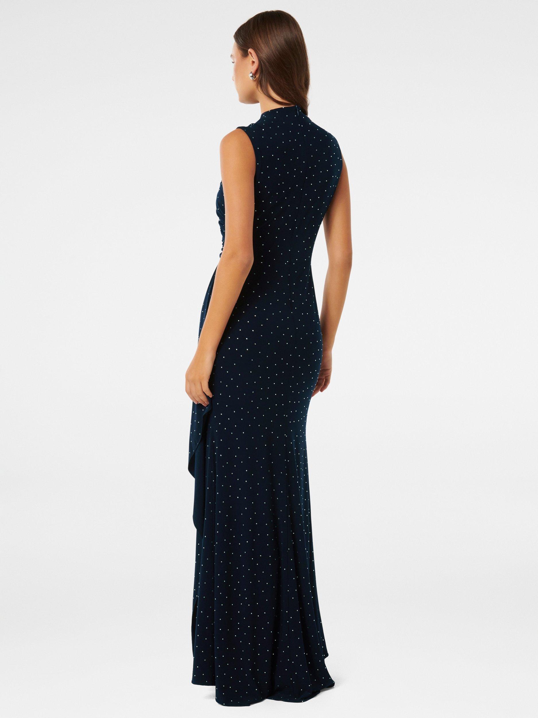 Product image 2 of 4, which shows Forever New Naomi Spot Maxi Dress, Navy, 4