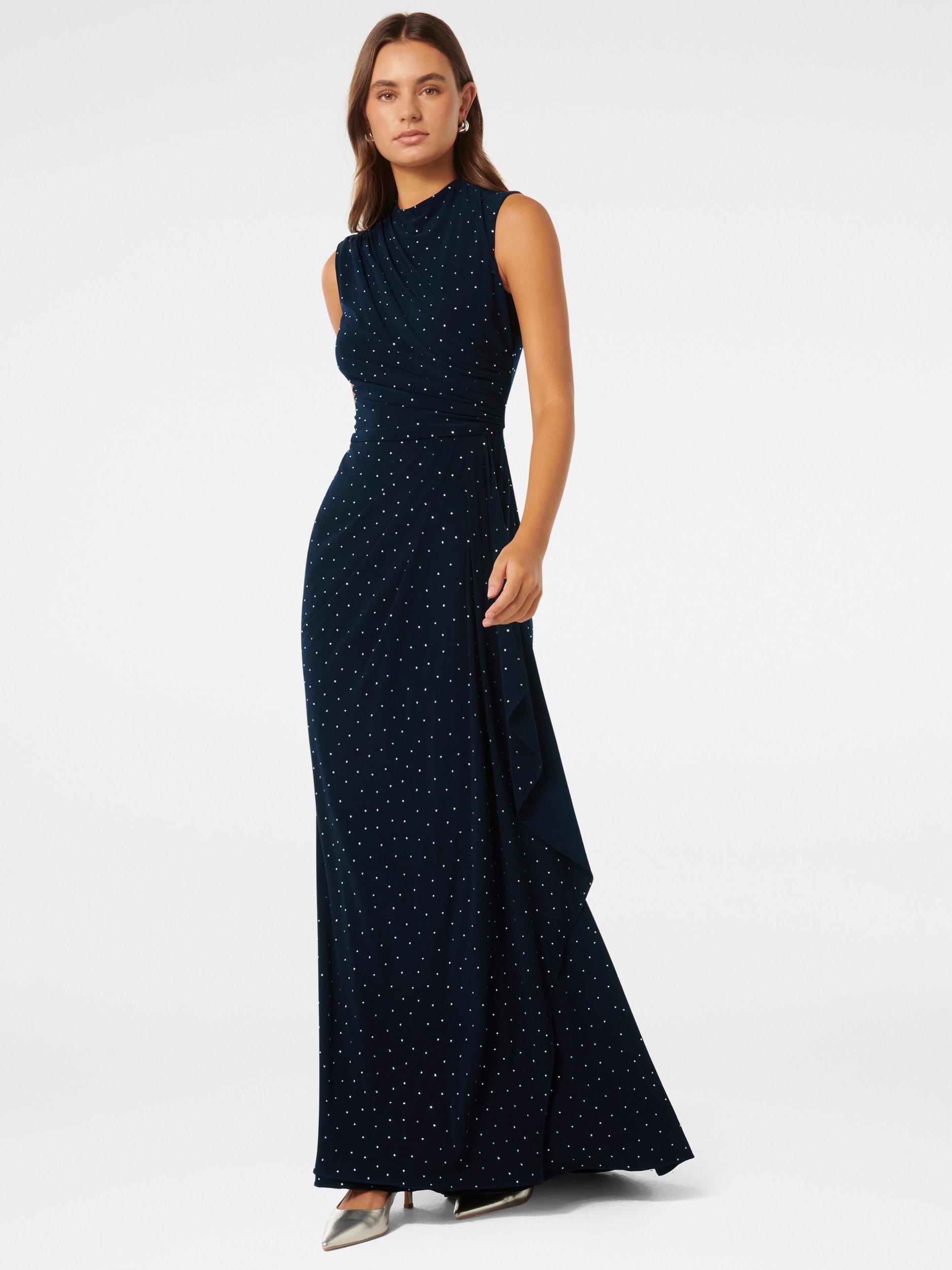 Product image 3 of 4, which shows Forever New Naomi Spot Maxi Dress, Navy, 4