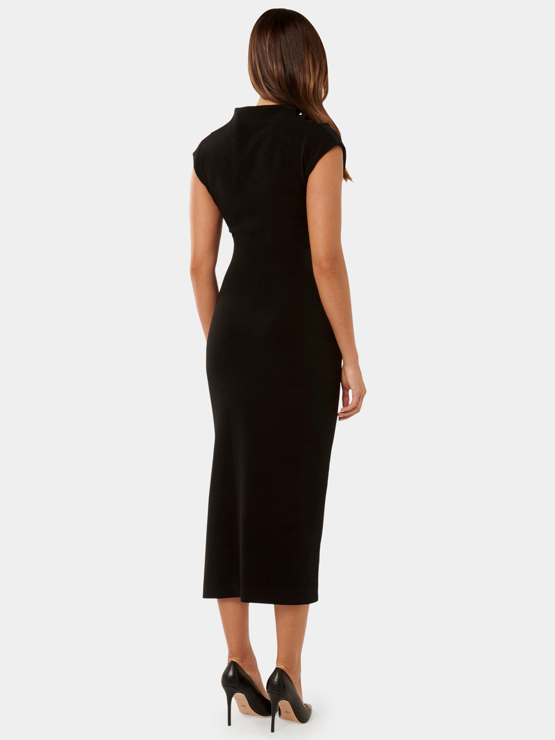 Product image 2 of 4, which shows Forever New Samantha Cowl Neck Midi Dress, Black, 4