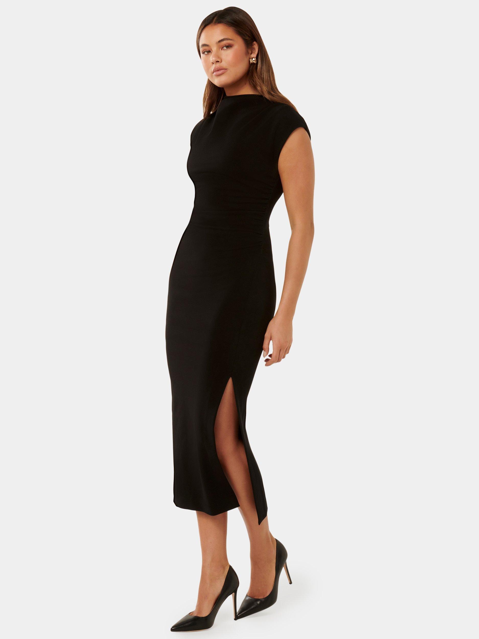 Product image 3 of 4, which shows Forever New Samantha Cowl Neck Midi Dress, Black, 4