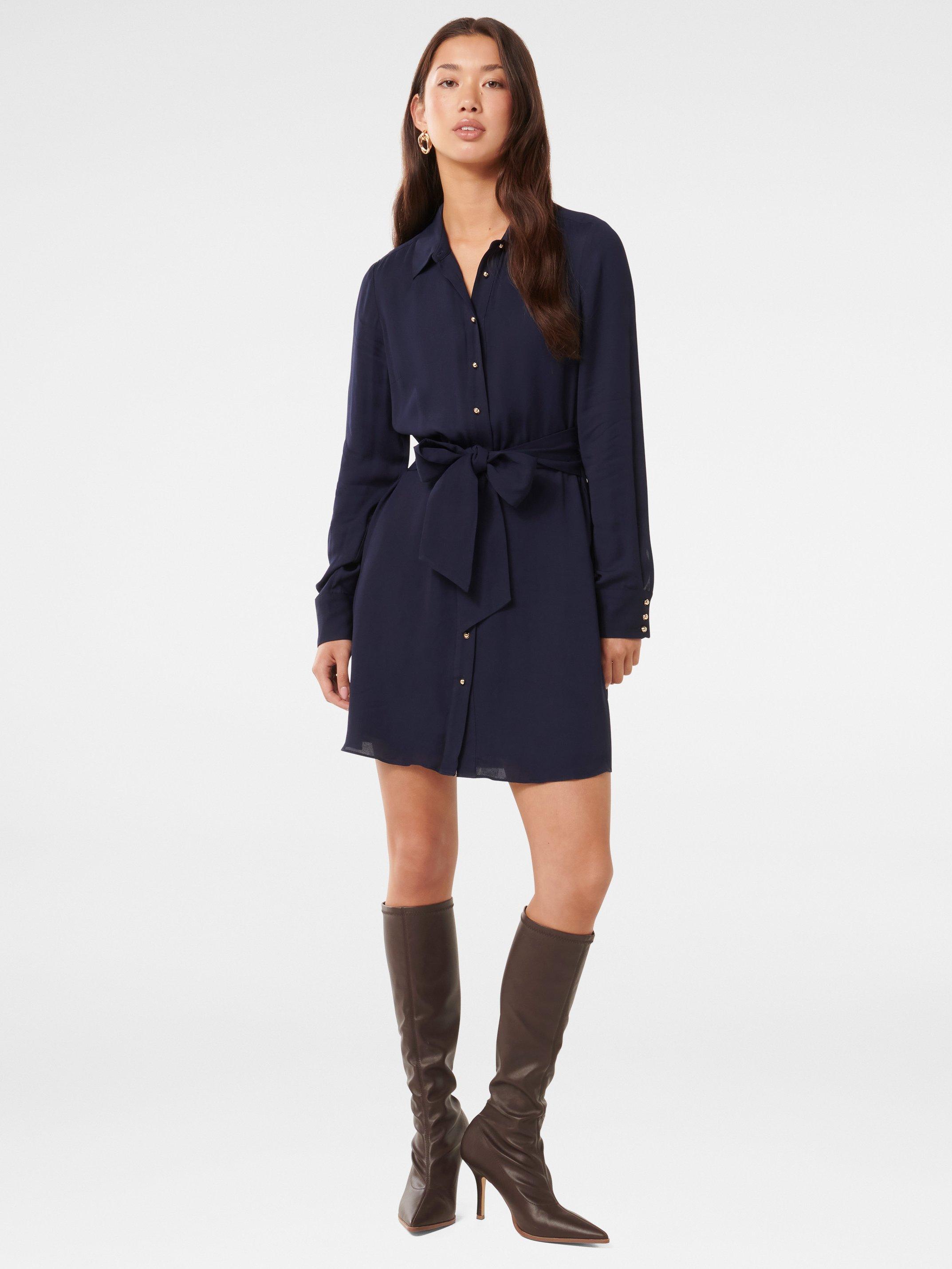 Product image 1 of 5, which shows Forever New Sherri Shirt Mini Dress, Navy, 4