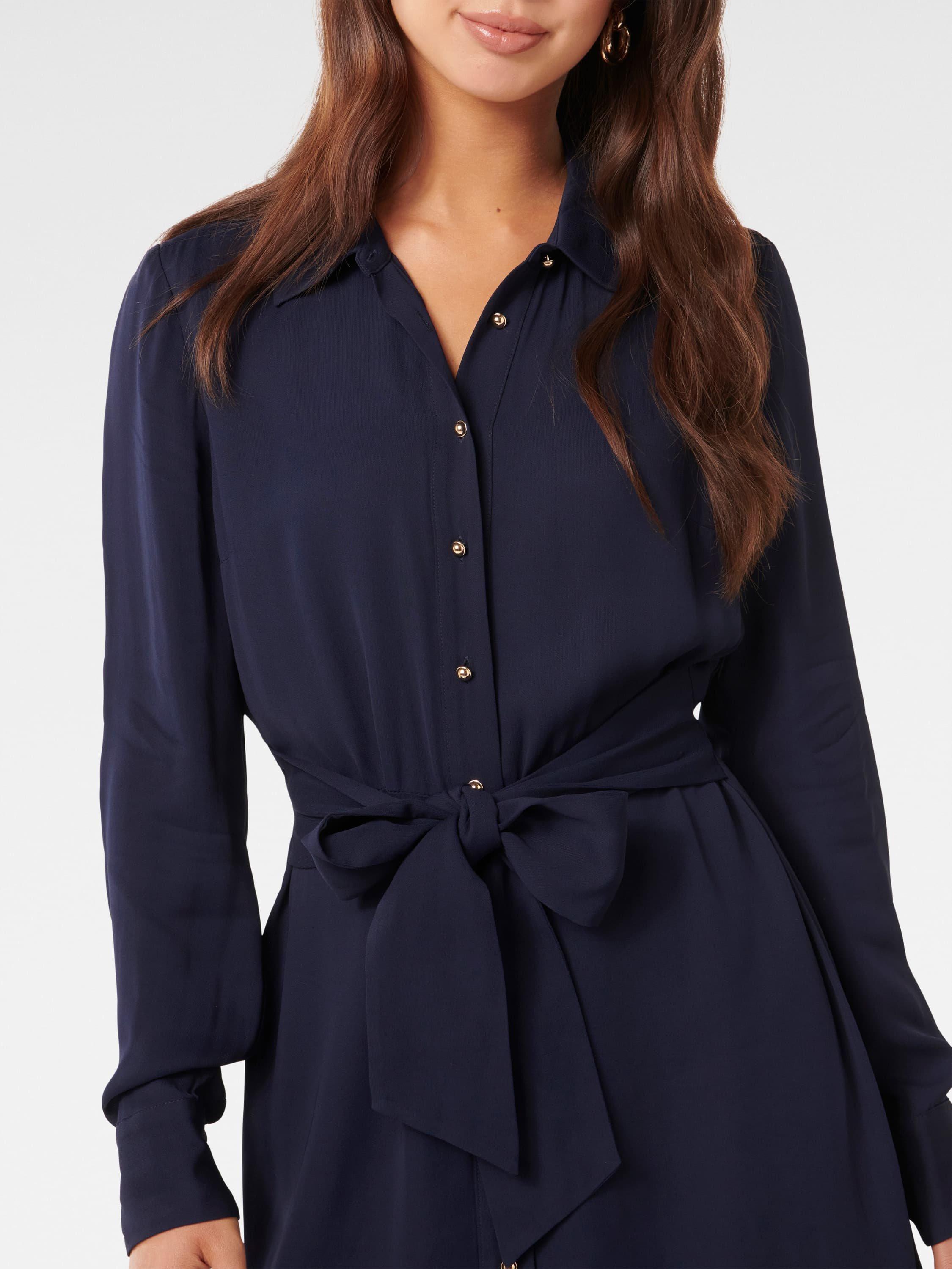 Product image 4 of 5, which shows Forever New Sherri Shirt Mini Dress, Navy, 4