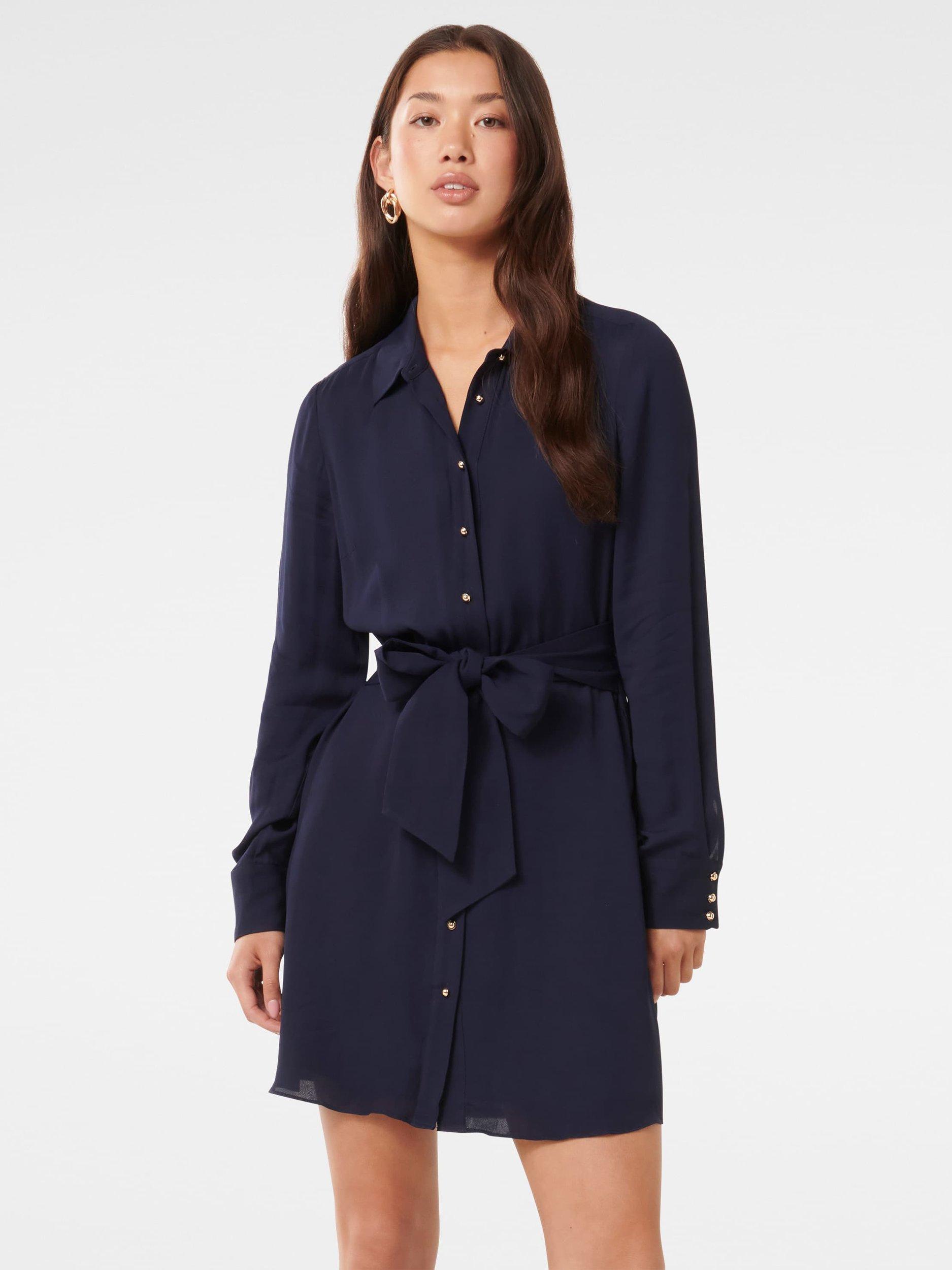 Product image 5 of 5, which shows Forever New Sherri Shirt Mini Dress, Navy, 4