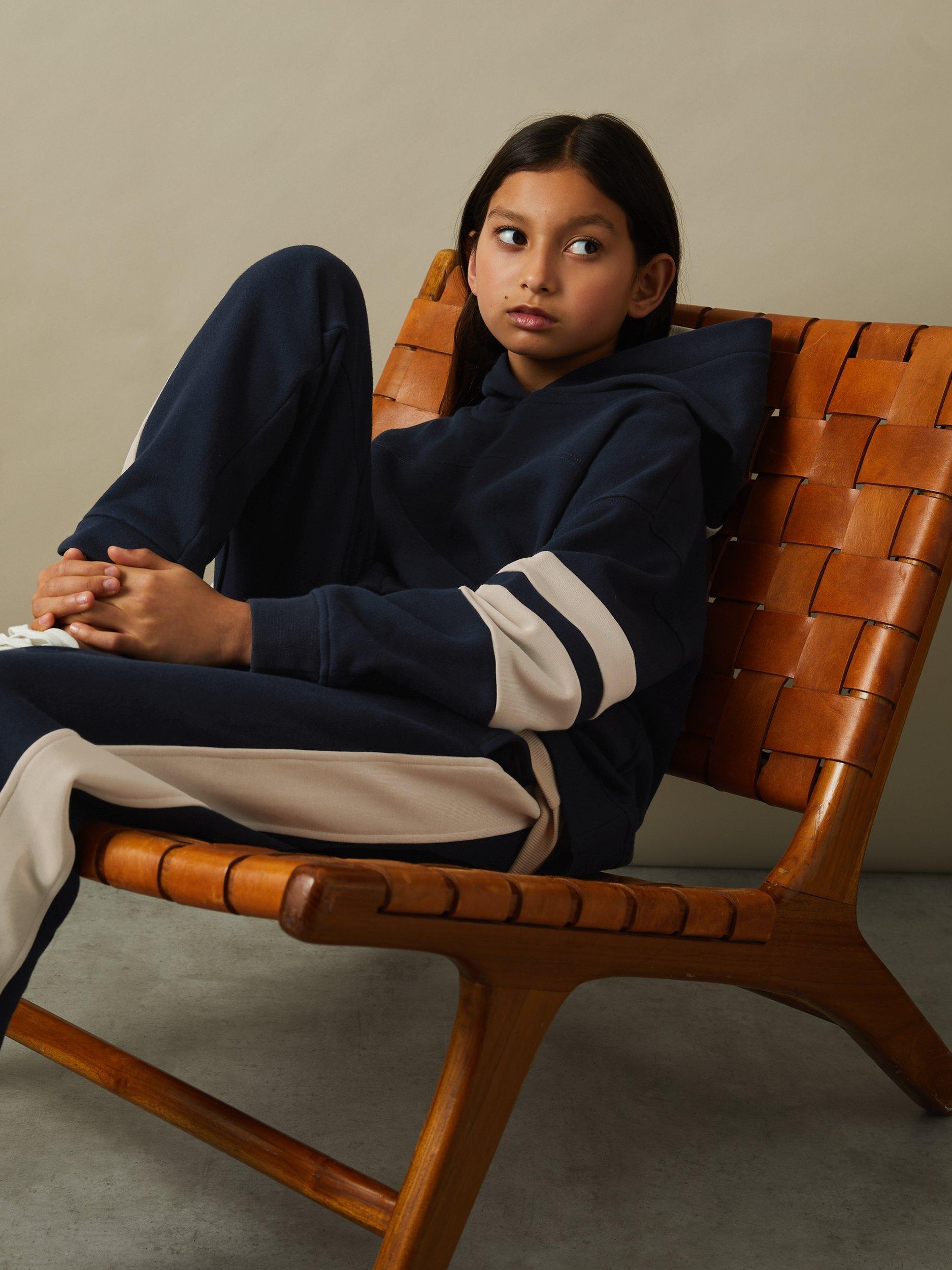 Product image 1 of 5, which shows Reiss Kids' Cara Hoodie & Joggers Set, Navy, 4-5 years