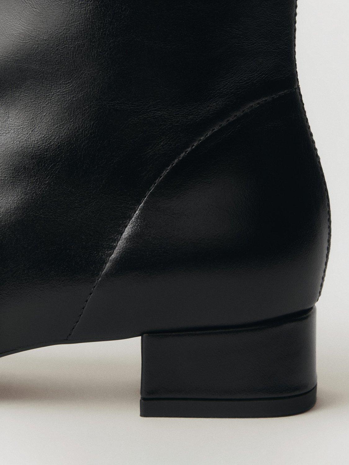 Product image 4 of 5, which shows Mango Rafy Leather Heeled Ankle Boots, Black, 3