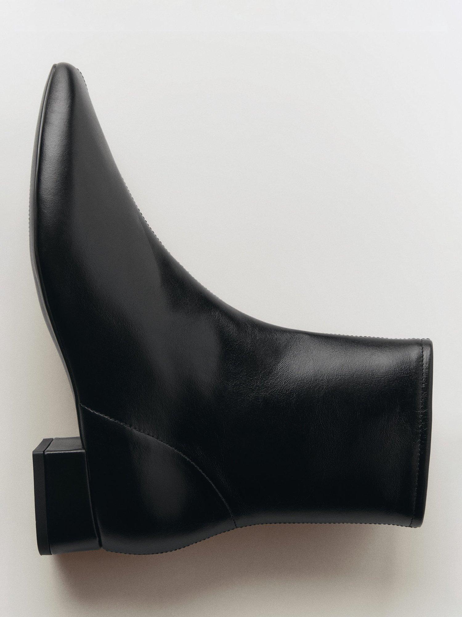 Product image 5 of 5, which shows Mango Rafy Leather Heeled Ankle Boots, Black, 3