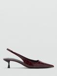 Mango Vino Croc Effect Slingback Court Shoes, Dark Red