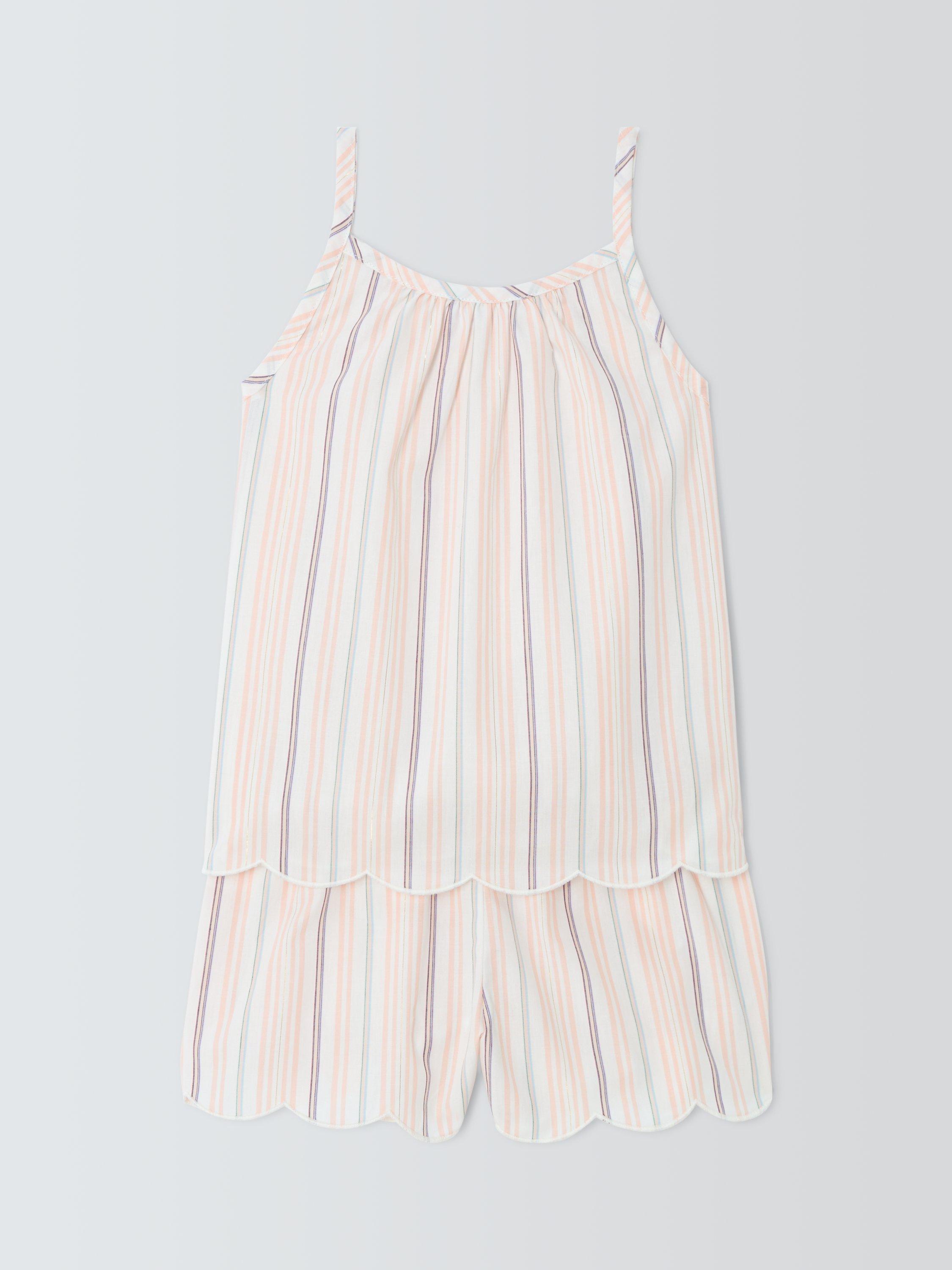Product image 3 of 7, which shows John Lewis Kids' Woven Scallop Edged Pyjamas, Pink, 2 years