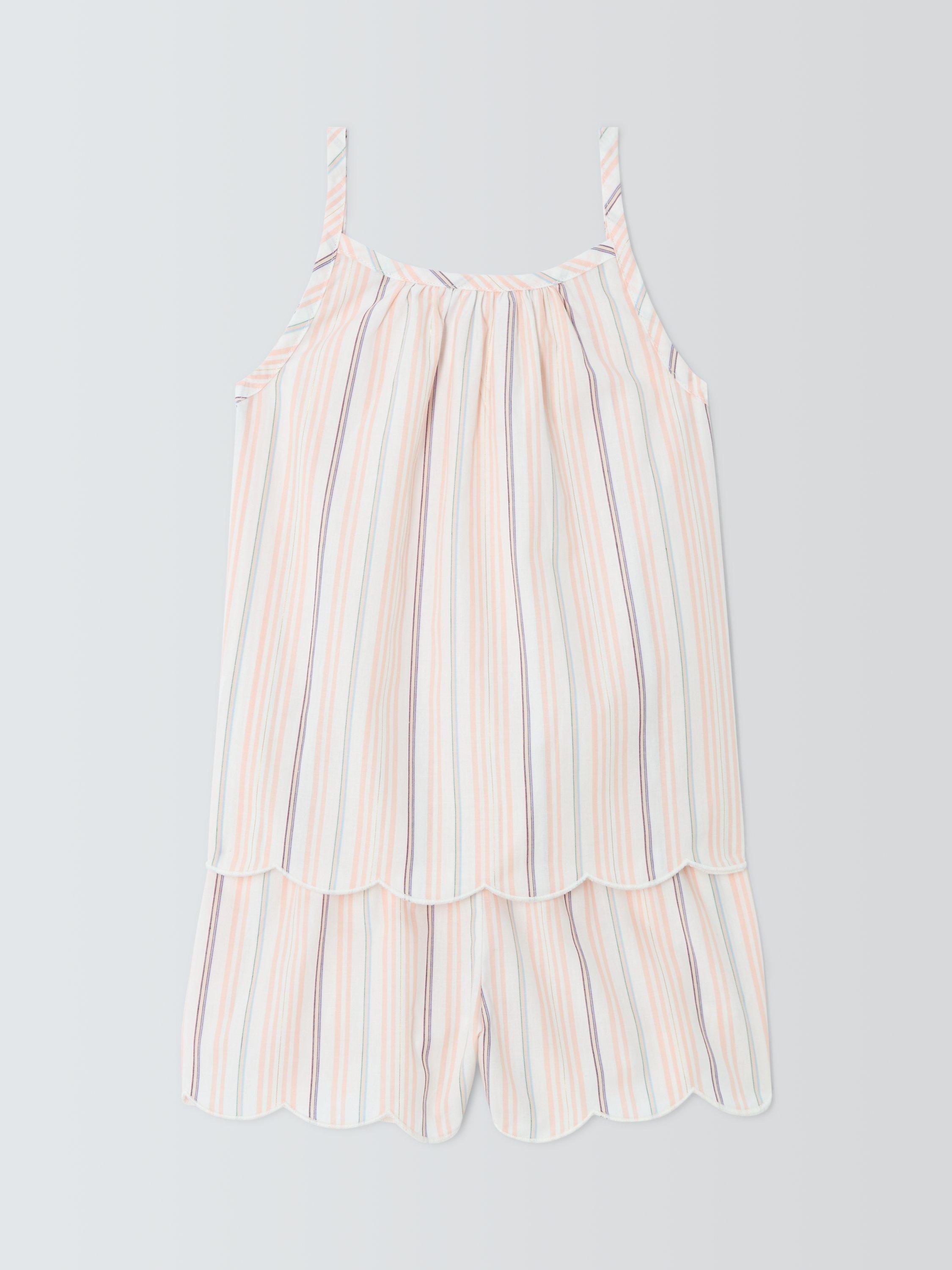 Product image 7 of 7, which shows John Lewis Kids' Woven Scallop Edged Pyjamas, Pink, 2 years