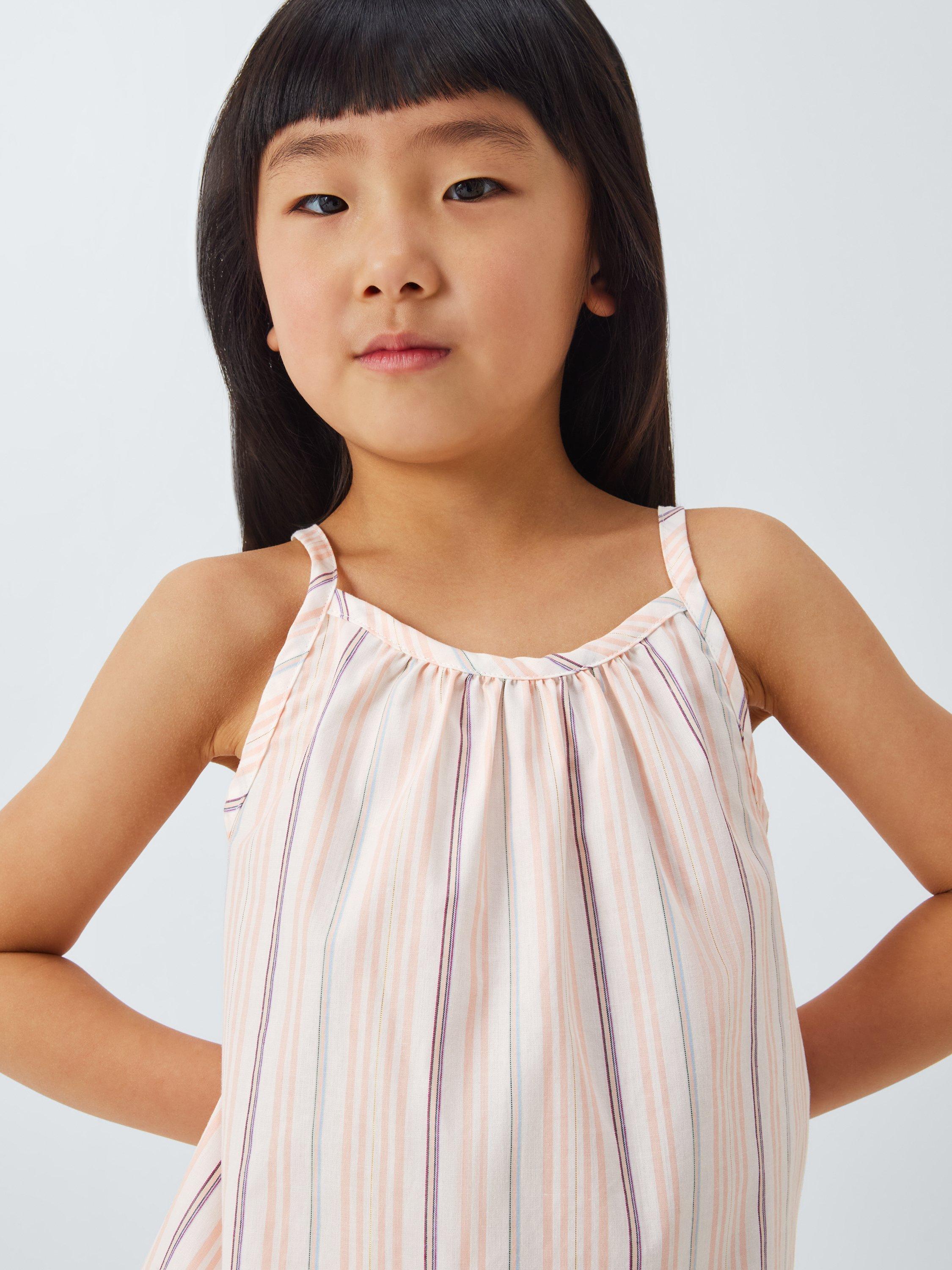 Product image 4 of 7, which shows John Lewis Kids' Woven Scallop Edged Pyjamas, Pink, 2 years