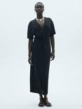 Mango Plita Cotton Jersey Maxi Dress, Black