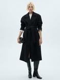 Mango Traviata Wool Blend Long Coat, Black