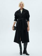 Mango New Cotton Blend Structured Coat Black