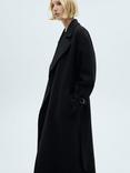 Mango Traviata Wool Blend Long Coat, Black