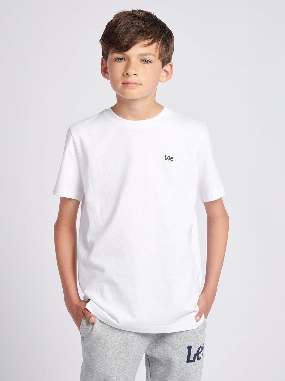 Product image 1 of 8, which shows Lee Kids' Badge Cotton T-Shirt, Bright White, 7-8 years