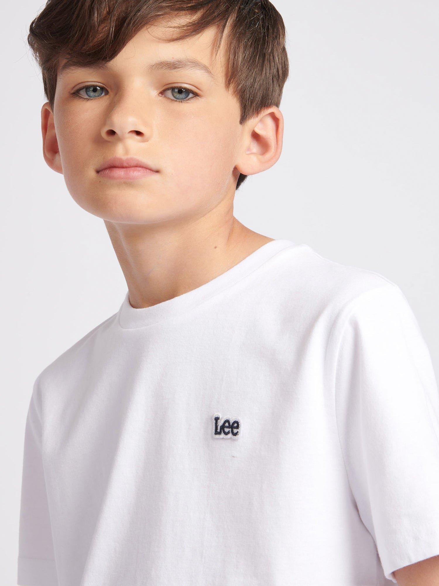 Product image 4 of 8, which shows Lee Kids' Badge Cotton T-Shirt, Bright White, 7-8 years