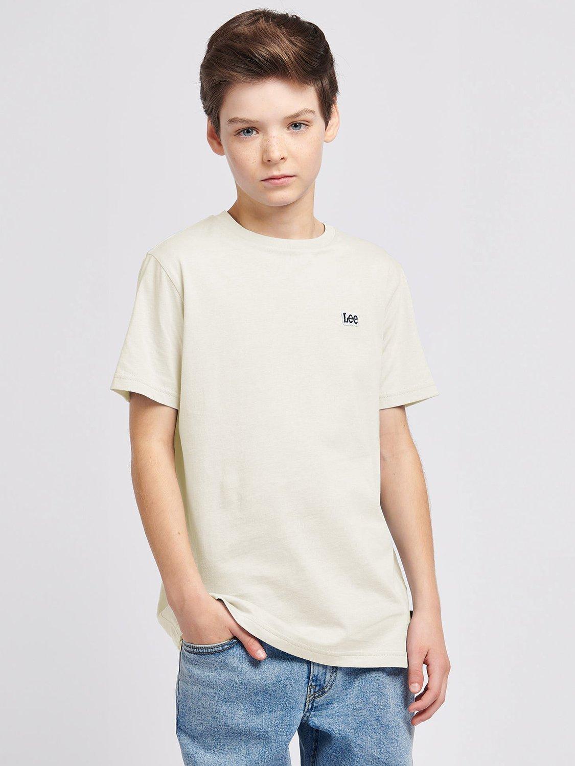 Product image 1 of 8, which shows Lee Kids' Badge Cotton T-Shirt, White Asparagus, 7-8 years