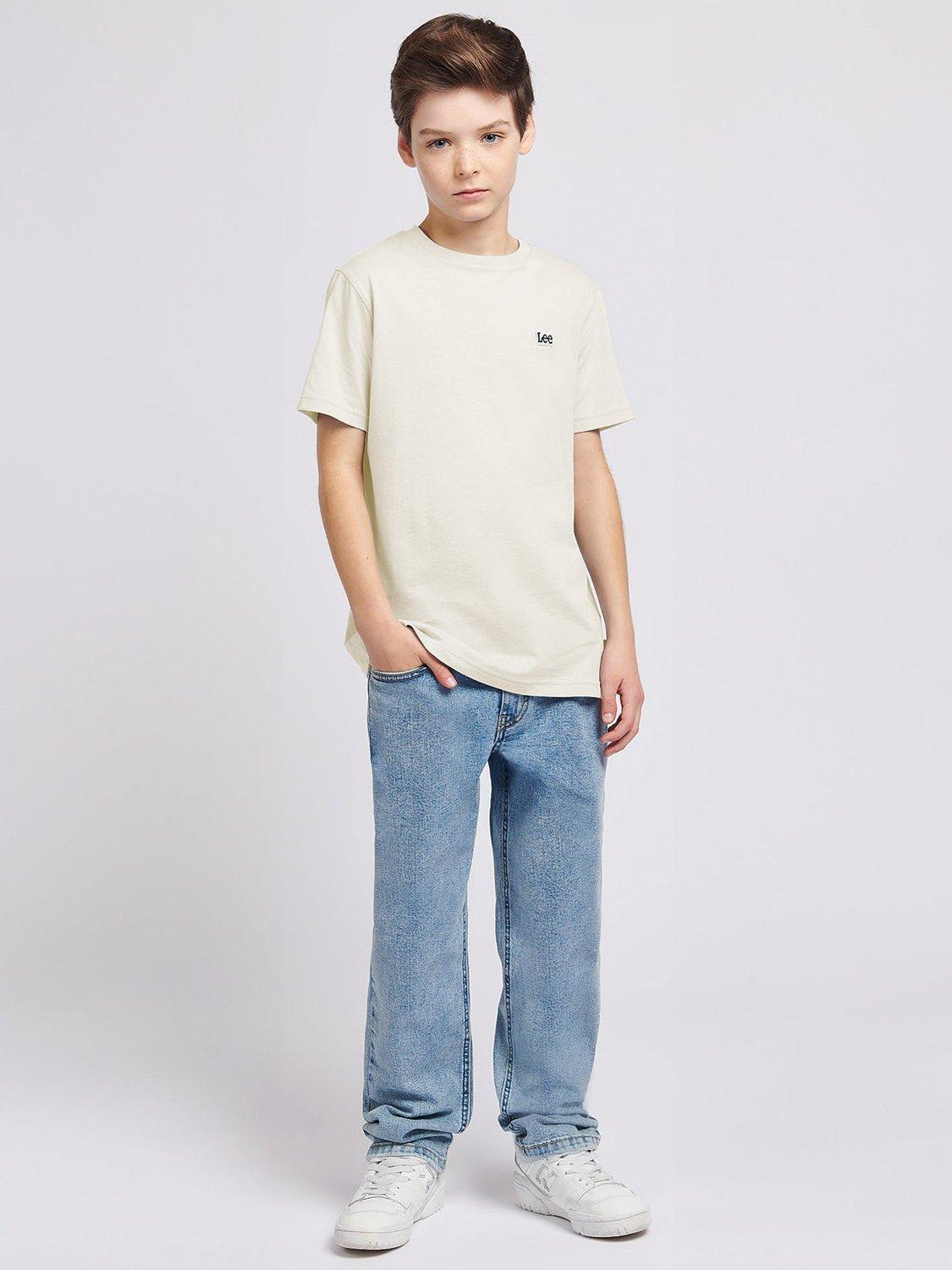 Product image 2 of 8, which shows Lee Kids' Badge Cotton T-Shirt, White Asparagus, 7-8 years